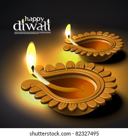 Vector Diwali Oil Lamp