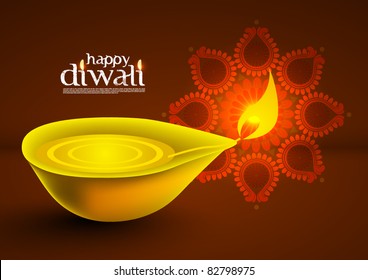 Lámpara de aceite del vector Diwali