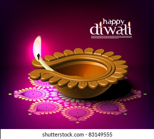 Vector Diwali Oil Lamp