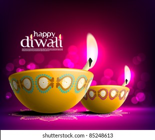 Vector Diwali Oil Lamp