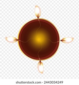Vector Diya top view on transparent background