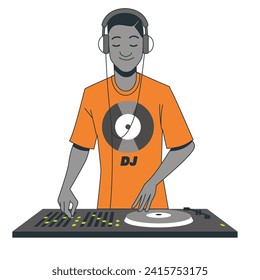  vector dj boy concept illustration, vector headphone concept illustration, Delineation of a DJ with blender.	
