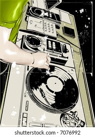 vector dj club dance party background illustration