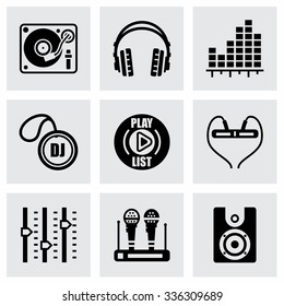 Vector DJ Icon Set On Grey Background