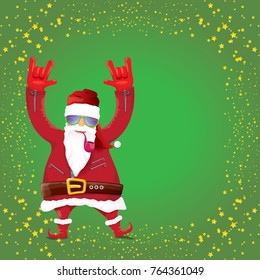 vector DJ rock n roll santa claus with smoking pipe, santa beard and funky santa hat on green background. Christmas hipster poster for party or greeting card. vector bad santa xmas poster background