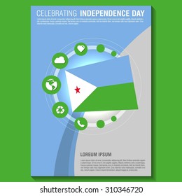 Vector Djibouti Independence Day Flyer template. Creative Brochure Title Page. National Day Leaflet design element. vector illustration