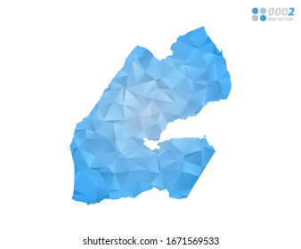 Mapa vectorial Yibuti mosaico triángulo azul polígono con fondo blanco. degradado de estilo.