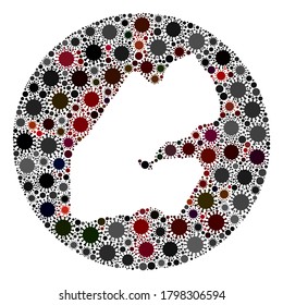 Vector Djibouti map collage of SARS virus. Infection attacks the lockdown territory from out space. Stencils round Djibouti map collage formed with infection icons.