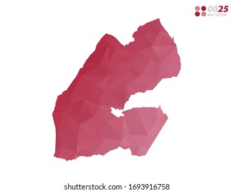 Vektor von Dschibuti Karte rotes Dreieck-Mosaik aus Polygon mit weißem Hintergrund. Farbverlauf.