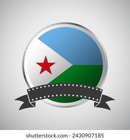 Vector Djibouti Round Flag Banner Vector Illustration svg