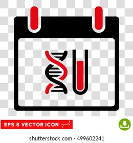 Vector DNA Analysis Calendar Day EPS vector pictogram. Illustration style is flat iconic bicolor intensive red and black symbol on a transparent background.
