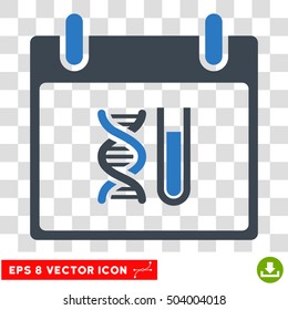 Vector DNA Analysis Calendar Day EPS vector icon. Illustration style is flat iconic bicolor smooth blue symbol on a transparent background.