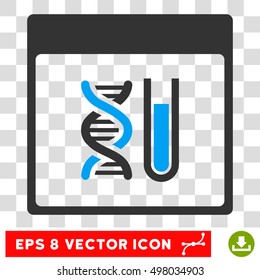 Vector DNA Analysis Calendar Page EPS vector pictogram. Illustration style is flat iconic bicolor blue and gray symbol on a transparent background.
