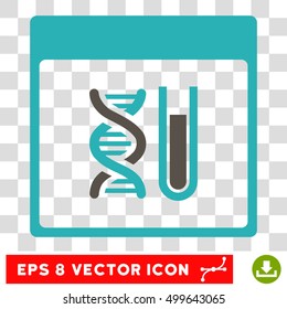 Vector DNA Analysis Calendar Page EPS vector pictogram. Illustration style is flat iconic bicolor grey and cyan symbol on a transparent background.
