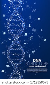 vector DNA genetic structure from dot connect line polygon with icon. background concept for biotechnology and biology scientific.