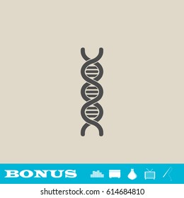 Vector DNA icon flat. Grey pictogram on light background. Vector illustration symbol and bonus button real estate, ottoman, vase, tv, fishing rod