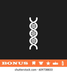 Vector DNA icon flat. White pictogram on black background. Vector illustration symbol and bonus button tooth, vase, star, mirror, bottle