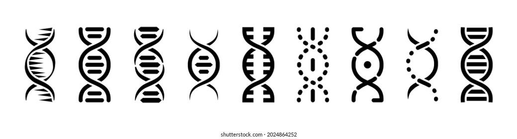 Vector DNA icons isolated on white. Science symbols.