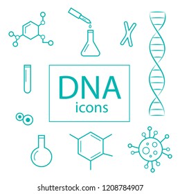 Vector DNA icons-set. Genetic engineering. 