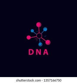 vector dna logo. with dark blue and pink accents. modern, unique, simple, elegant
