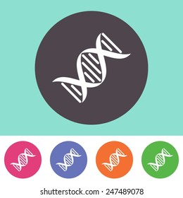 Vector DNA molecule icon on round colorful buttons