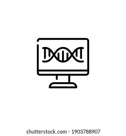Vector DNA on monitor icon. Outline illustration of genetic code helix. Gene science symbol template. Digital agriculture biotechnology concept