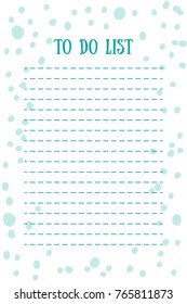 Vector to do list with circles on background. To do list with blue circles. School business home diary. Notebook. Office stationery notebook. EPS 10