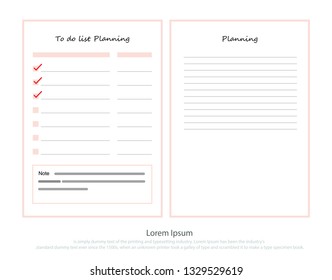 Vector To do list schedule with cute peach elements. Weekly planner. appointment, important date concept. Modern flat design Verctor illustration 