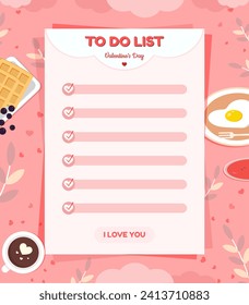 Vector to do list template for Valentine  in  cute concept.