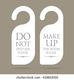 vector do not disturb and make up the room please hotel hanger signs