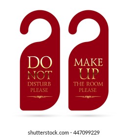 vector do not disturb and make up the room please hotel golden hanger signs with golden text