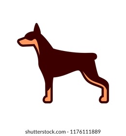 Vector Doberman Dog Icon Isolated On White Background