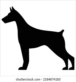 Vector Doberman pinscher dog breed silhouette isolated on white background