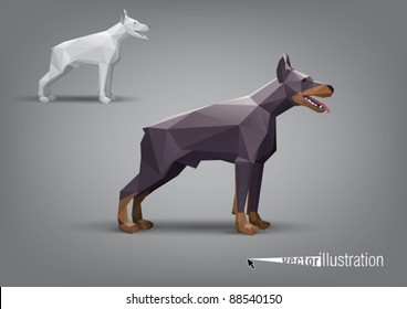 Vector doberman stylized triangle polygonal model