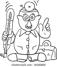 Vektor - Arzt mit Beutel und klinischem Thermometer