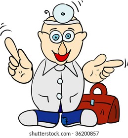 vector - Doctor with bag isolated on background