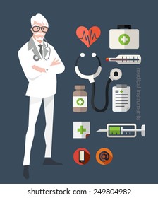 vector Doctor Character Design And various applications The deck is a element poster , a split , brochure , and with illustrations .