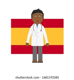 vector de médico con bandera de dolor en fondo blanco