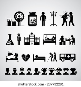 vector doctor and hospital icon set   