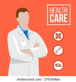 Vector doctor illustration with medical icon.