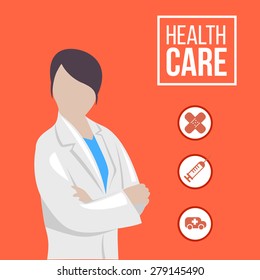 Vector doctor illustration with medical icon.