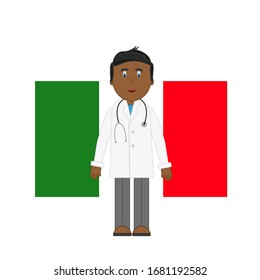 vector of doctor with italy flag, on white background