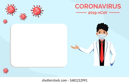 Vector doctor mask illustration explaining covid-19 corona virus. cure corona virus. end of 2019-ncov. don't be afraid of the corona virus concept.