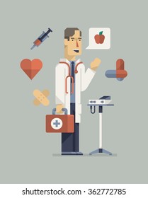 vector doctor with medical elements