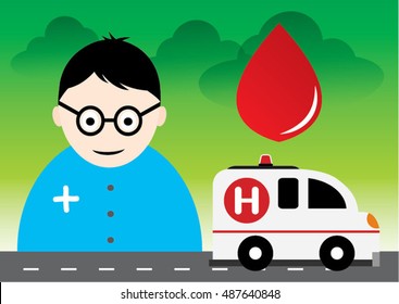 Vector  of  doctor and nurse at the hospital