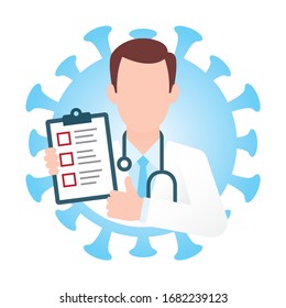 Vector doctor of prevention against coronavirus.