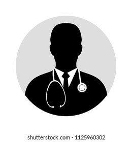 Vector doctor silhouette.Vector icon of doctor. Medical illustration