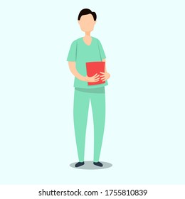 doctor vectorial con posición de stand