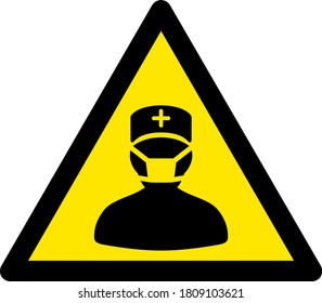 Vector doctor warning flat icon. Vector pictogram style is a flat symbol doctor warning icon on a white background.