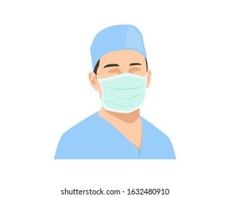 vector doctor wearing medical mask